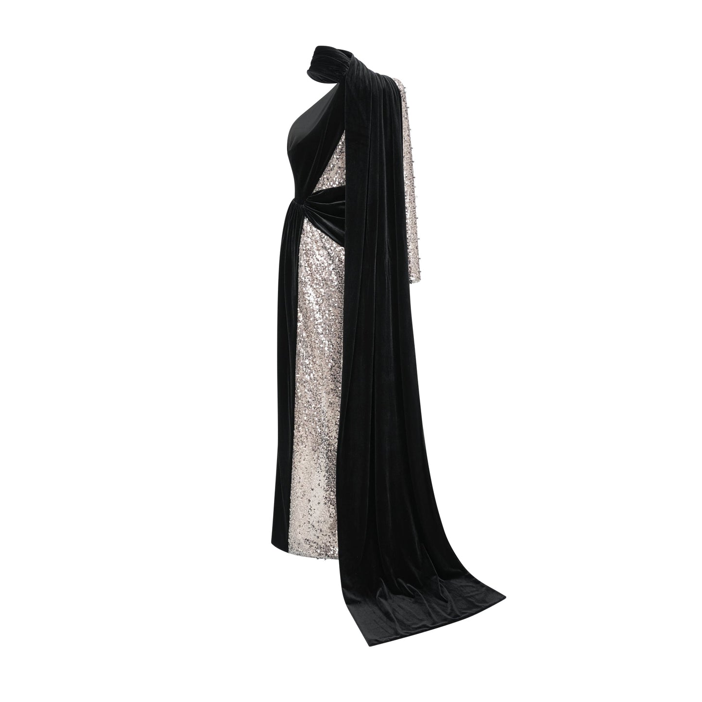 Juliette sequin-embellished asymmetric maxi dress
