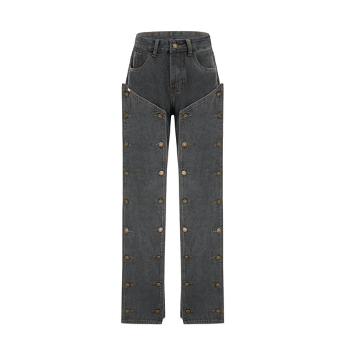 Delphine snap-off mif-rise bootcu jeans
