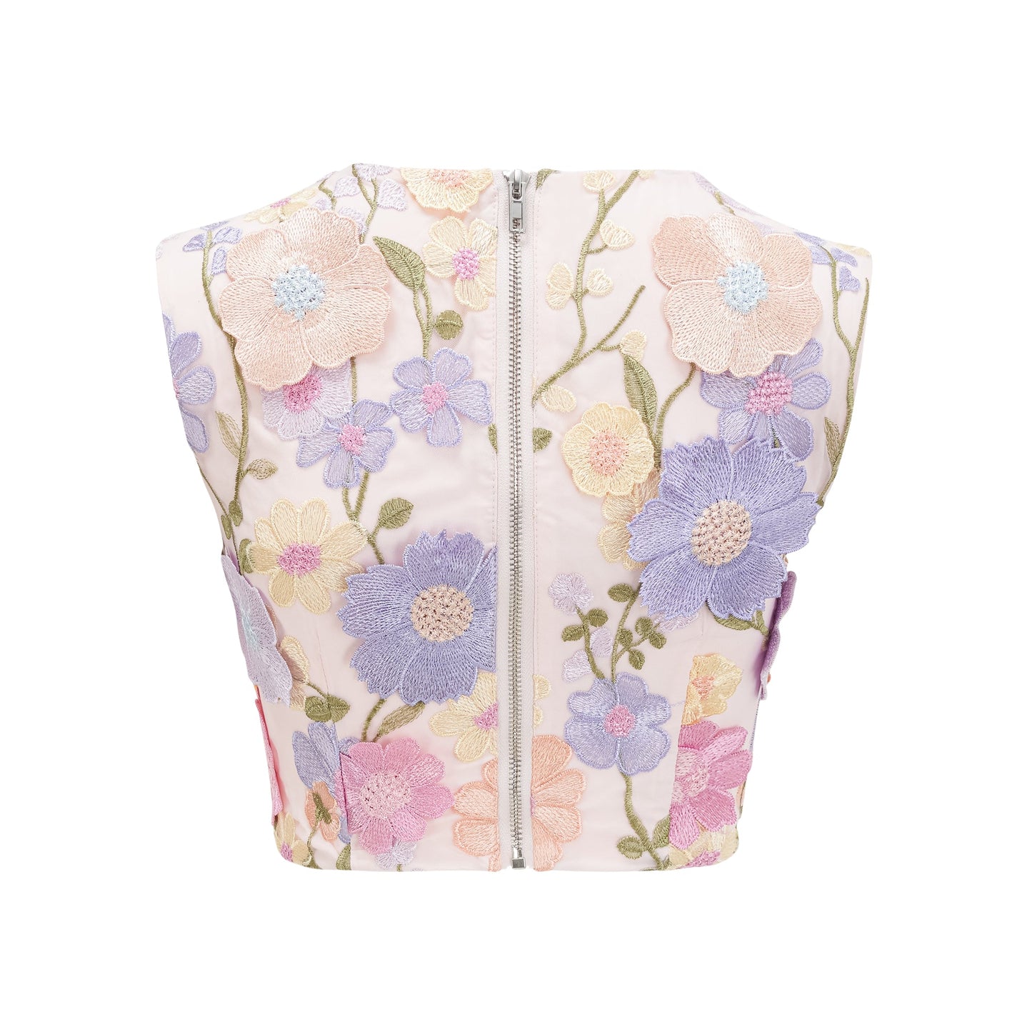 Malika petal embroidered top & skirt matching set