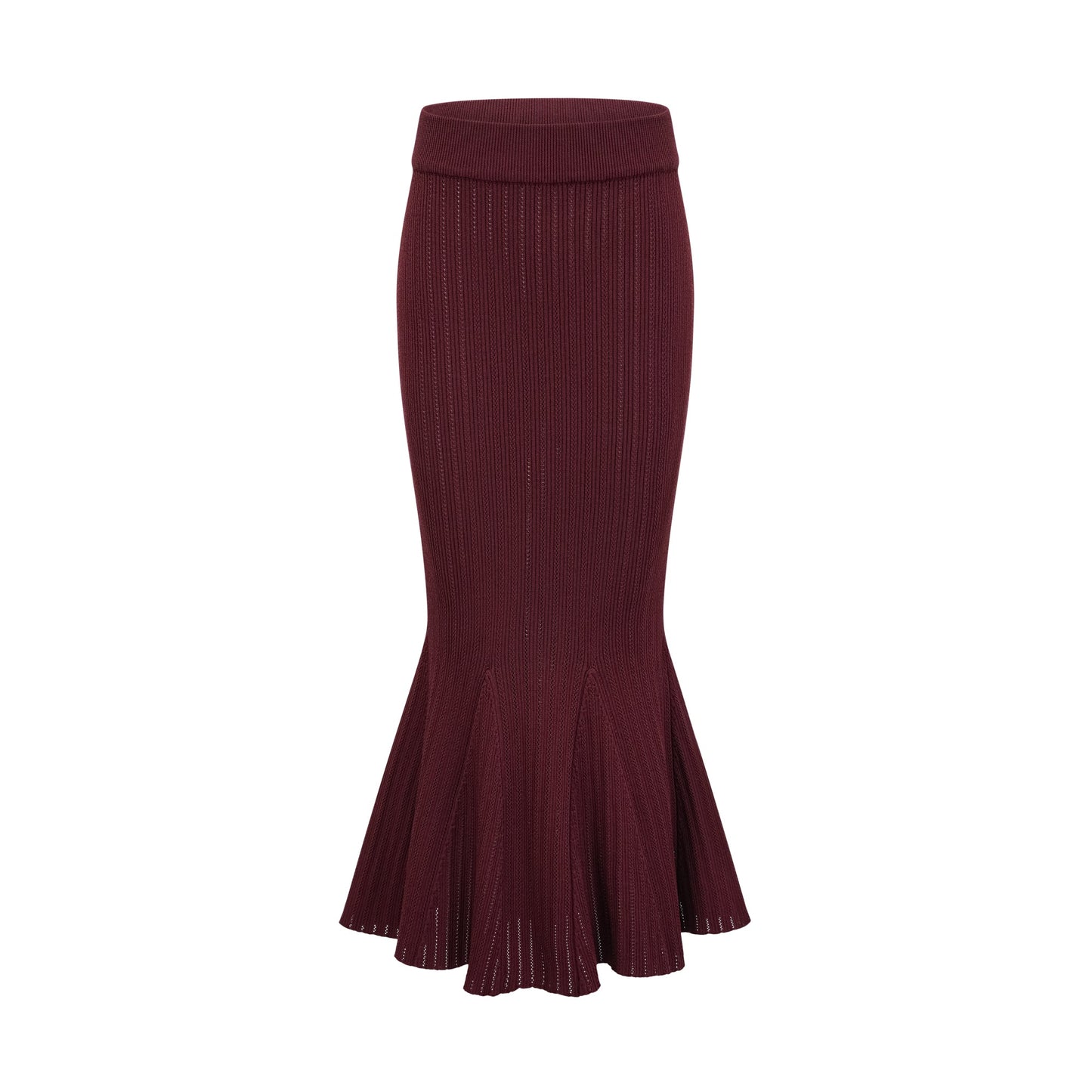 Corrine red ruffled knit top & skirt matching set