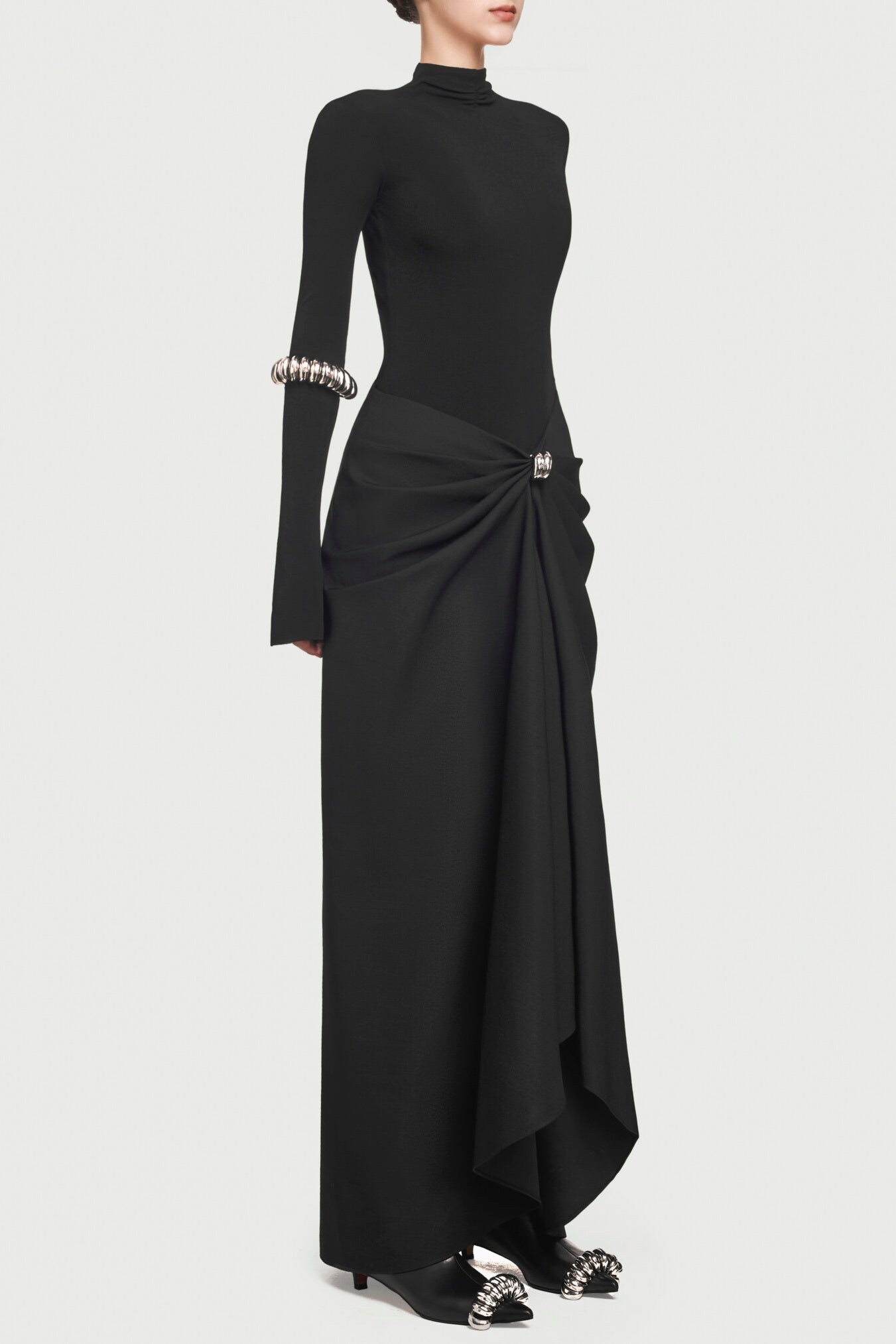 Fairly Deconstruct Ruched Maxi Dress - Black