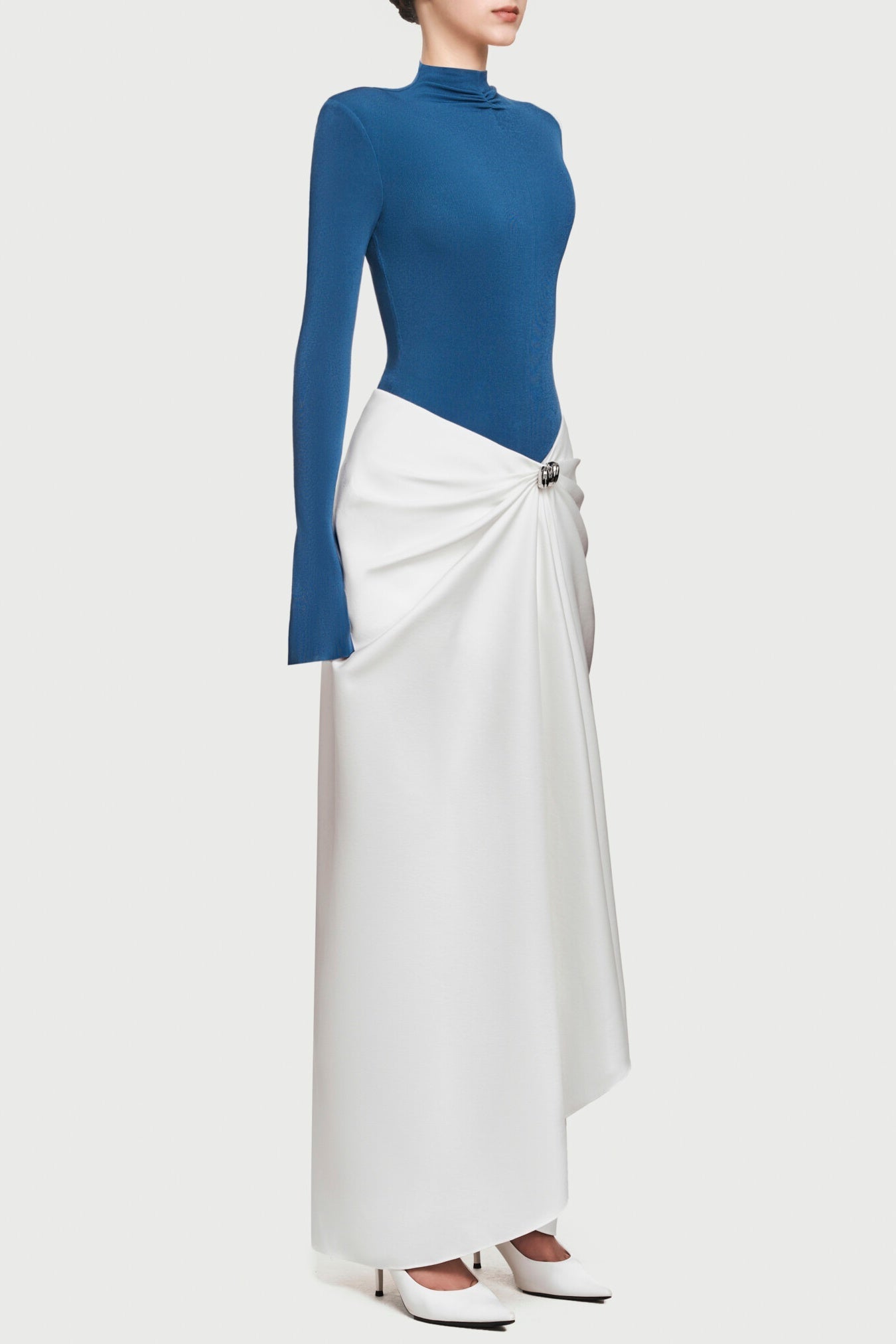 Fairly Deconstruct Ruched Maxi Dress - Blue