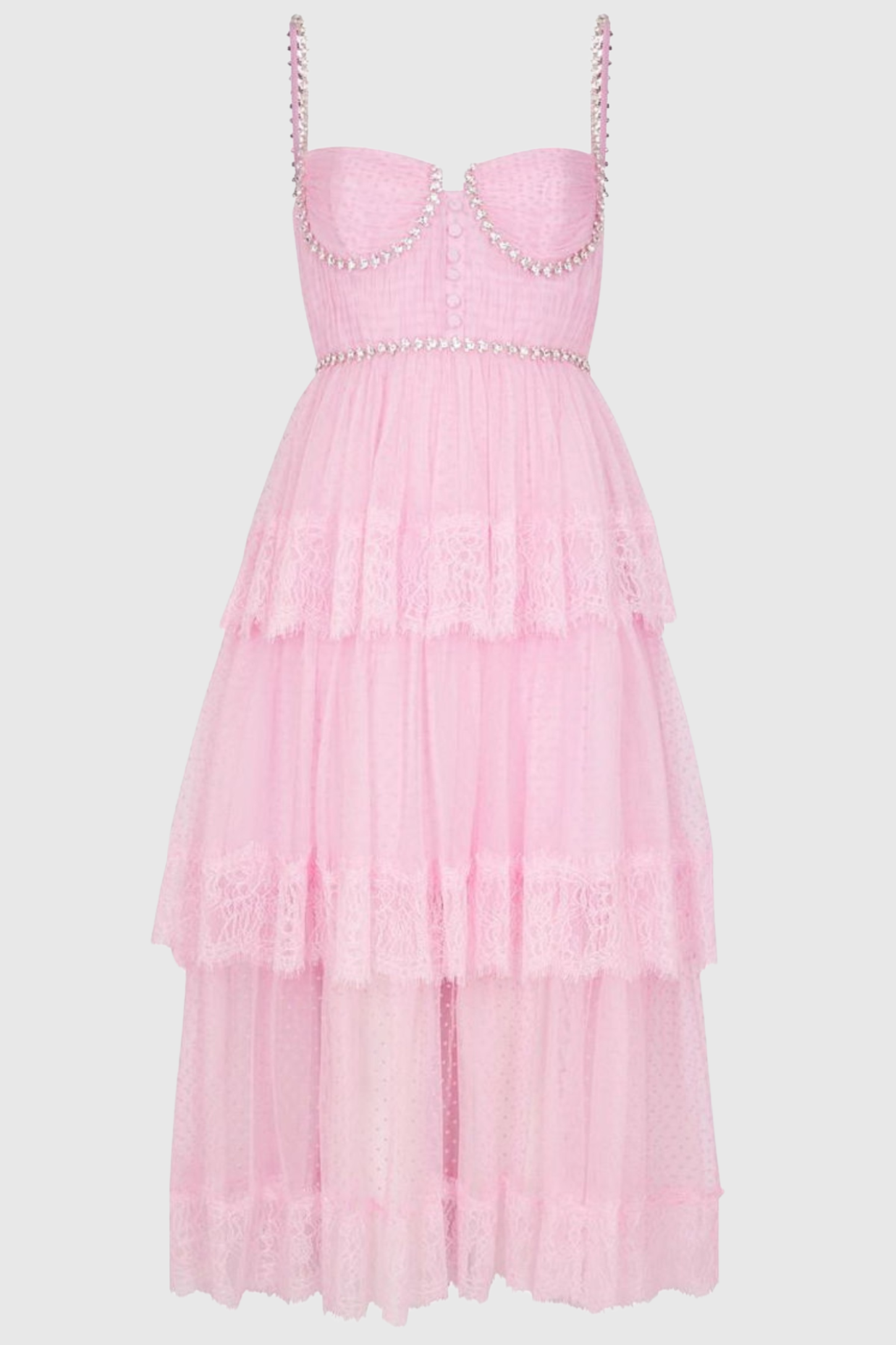 Elgine Crystal-Embellished Lace-trimmed Midi Dress