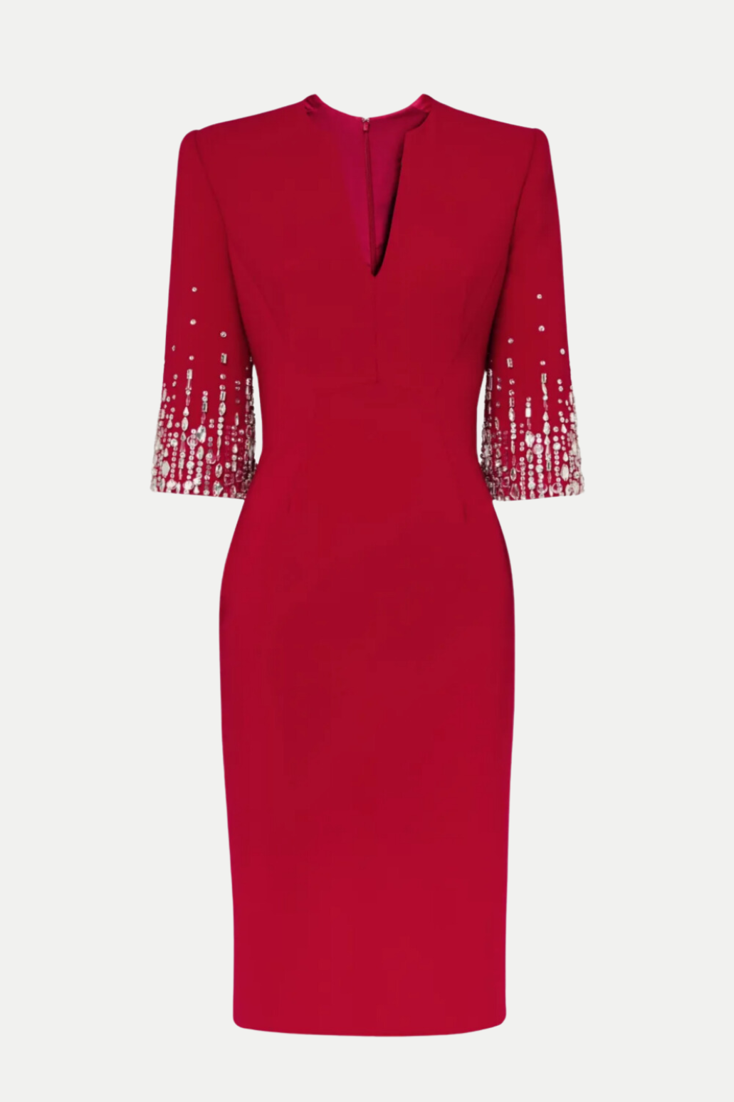 Fulia Diamante Embellished Midi Dress - Red
