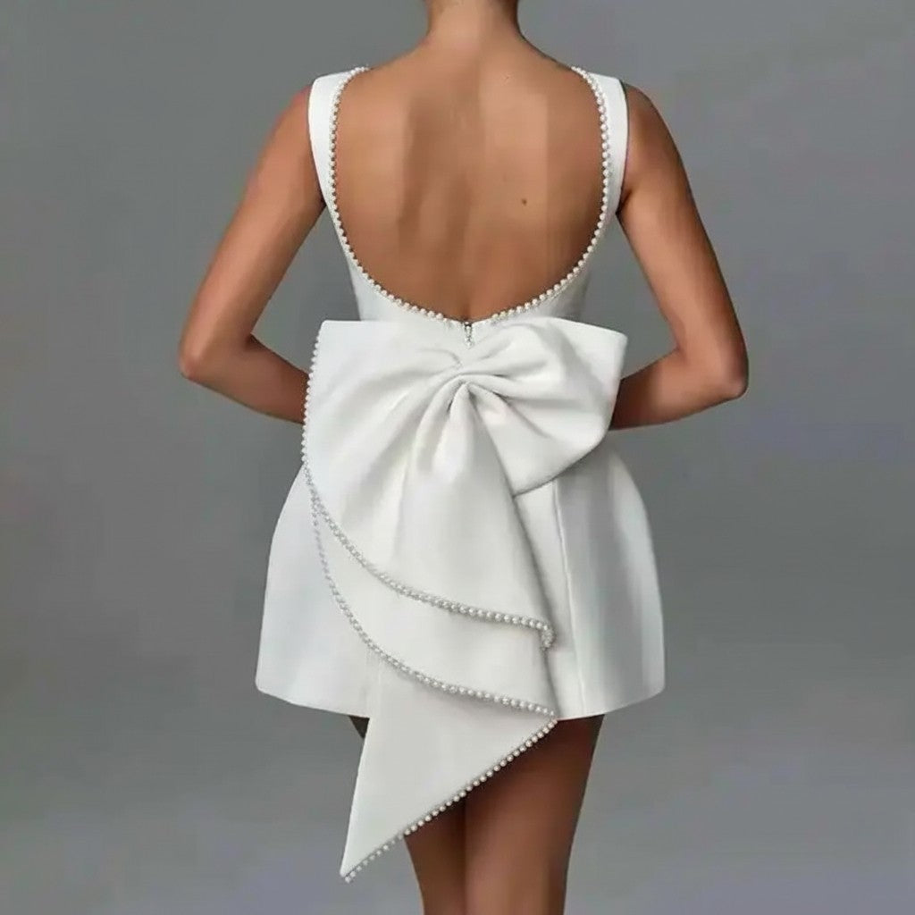 Backless Bow Mini Dress
