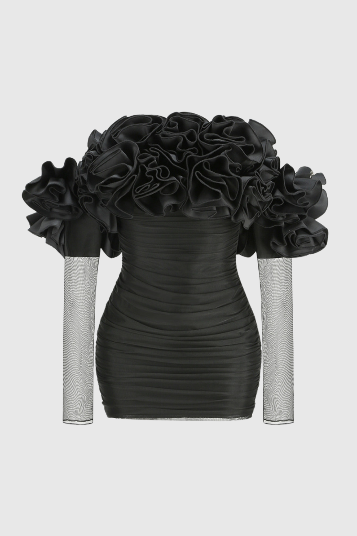 Joyanne Off Shoulder Flower Mesh Mini Dress