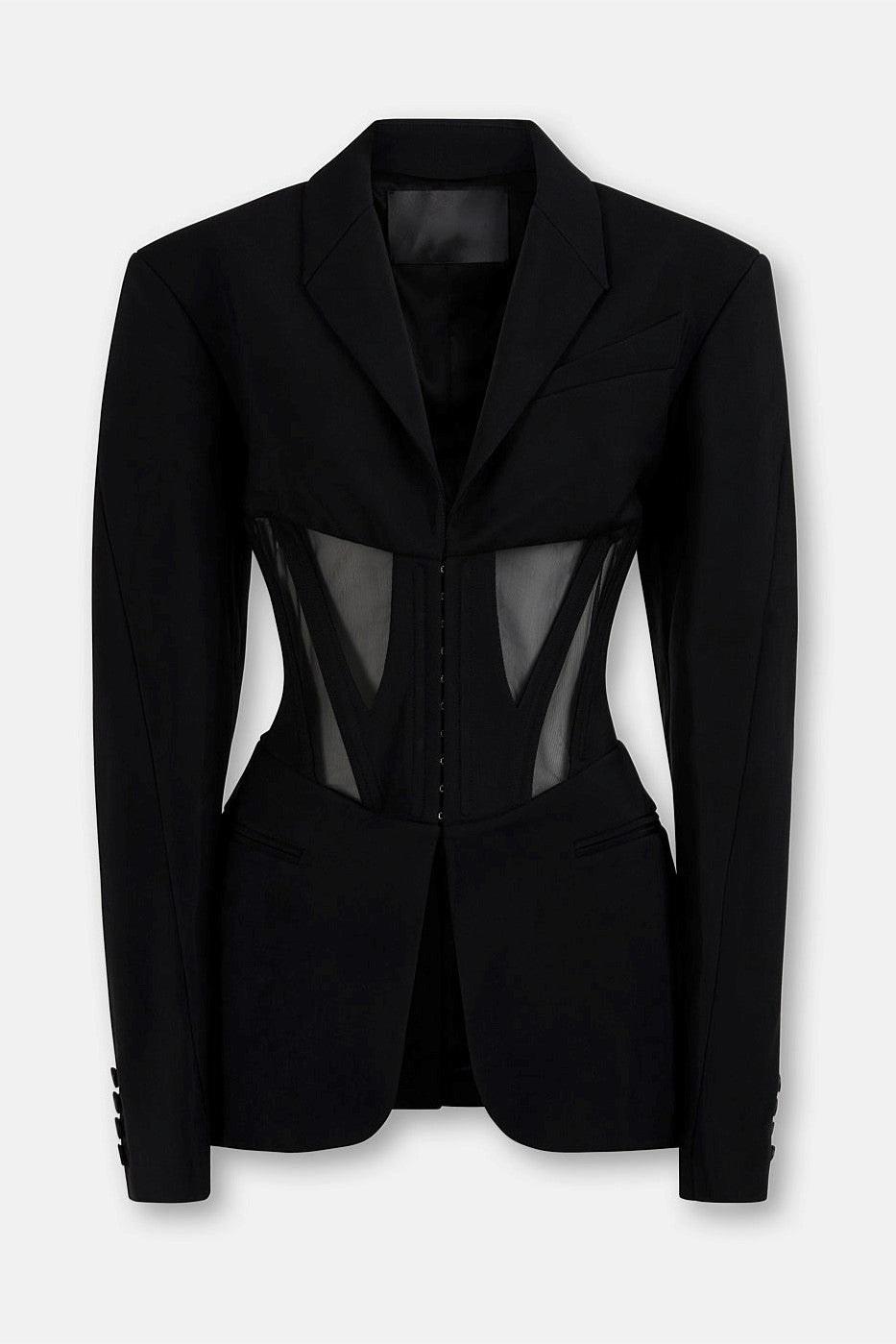 Kamryn Paneled Mesh Blazer - Black