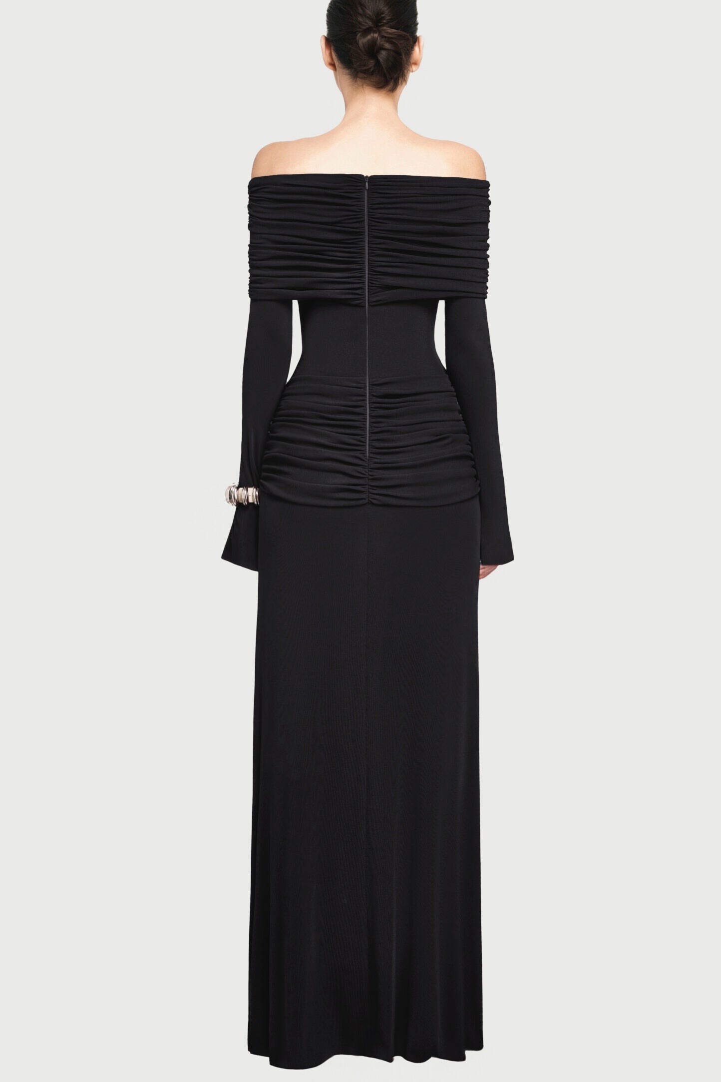 Lekeisha Off Shoulder Draped Maxi Dress - Black