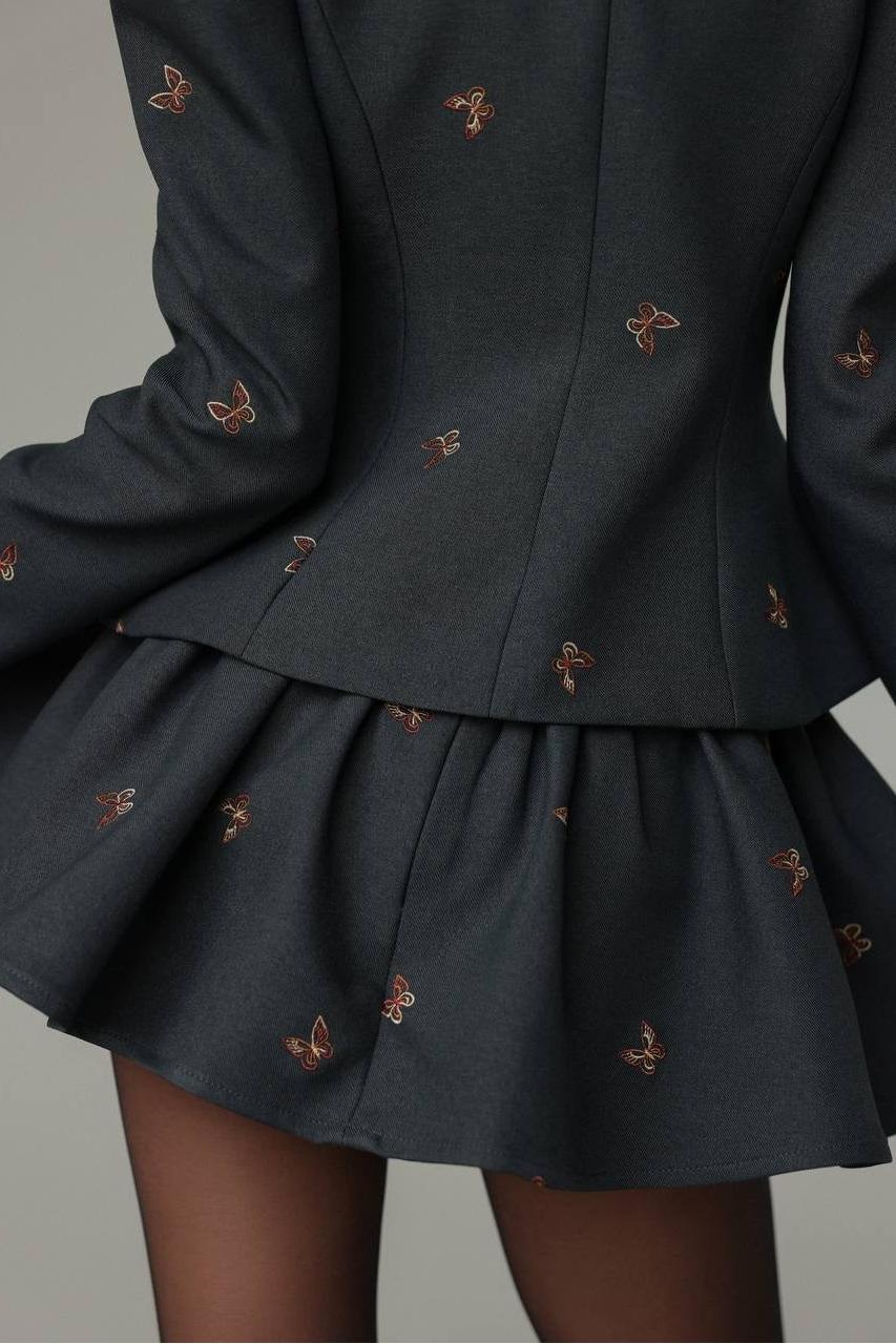 Liany Butterfly Embroidered Two Piece Set