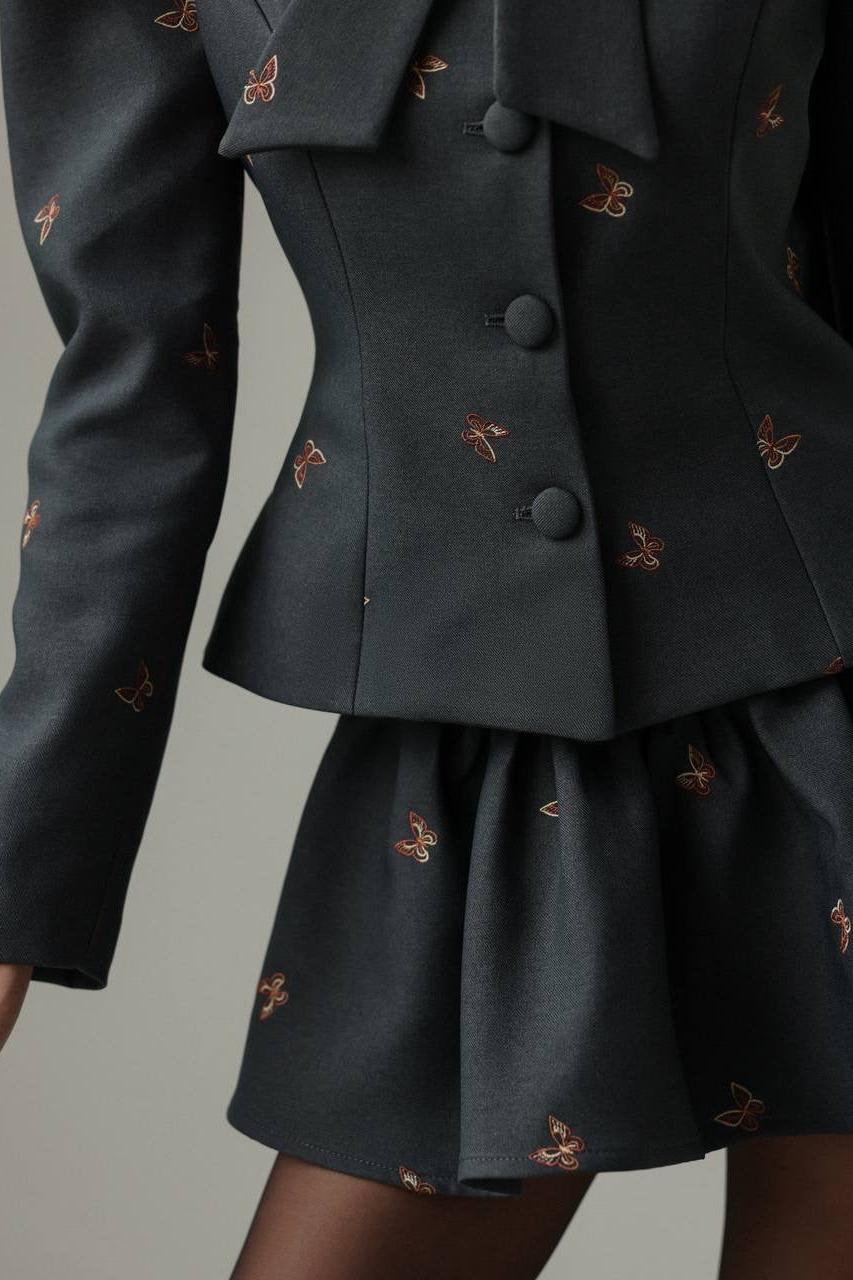 Liany Butterfly Embroidered Two Piece Set