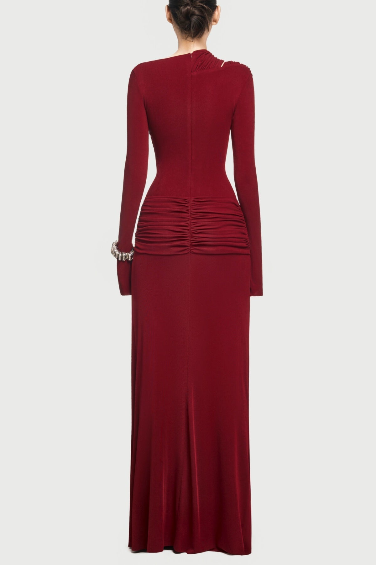 Lysander Asymmetrical Drape Cutout Maxi Dress - Red