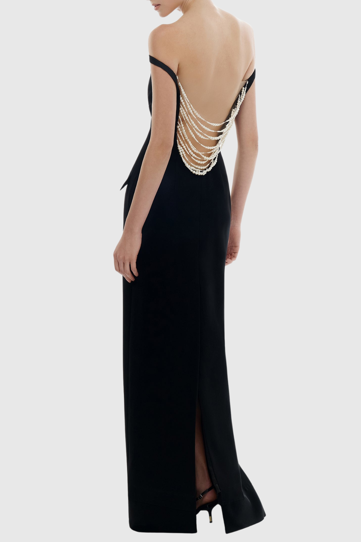 Macsen Pearl Beaded Off Shoulder Maxi Dress