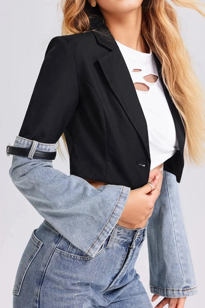 Madilyn Patchwork Denim Blazer