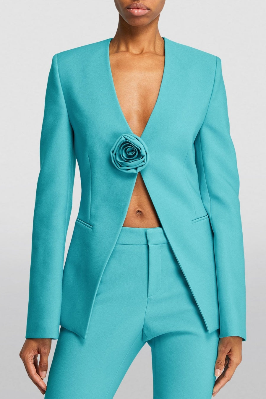 Minya Rose-embellished Collarless Blazer Set