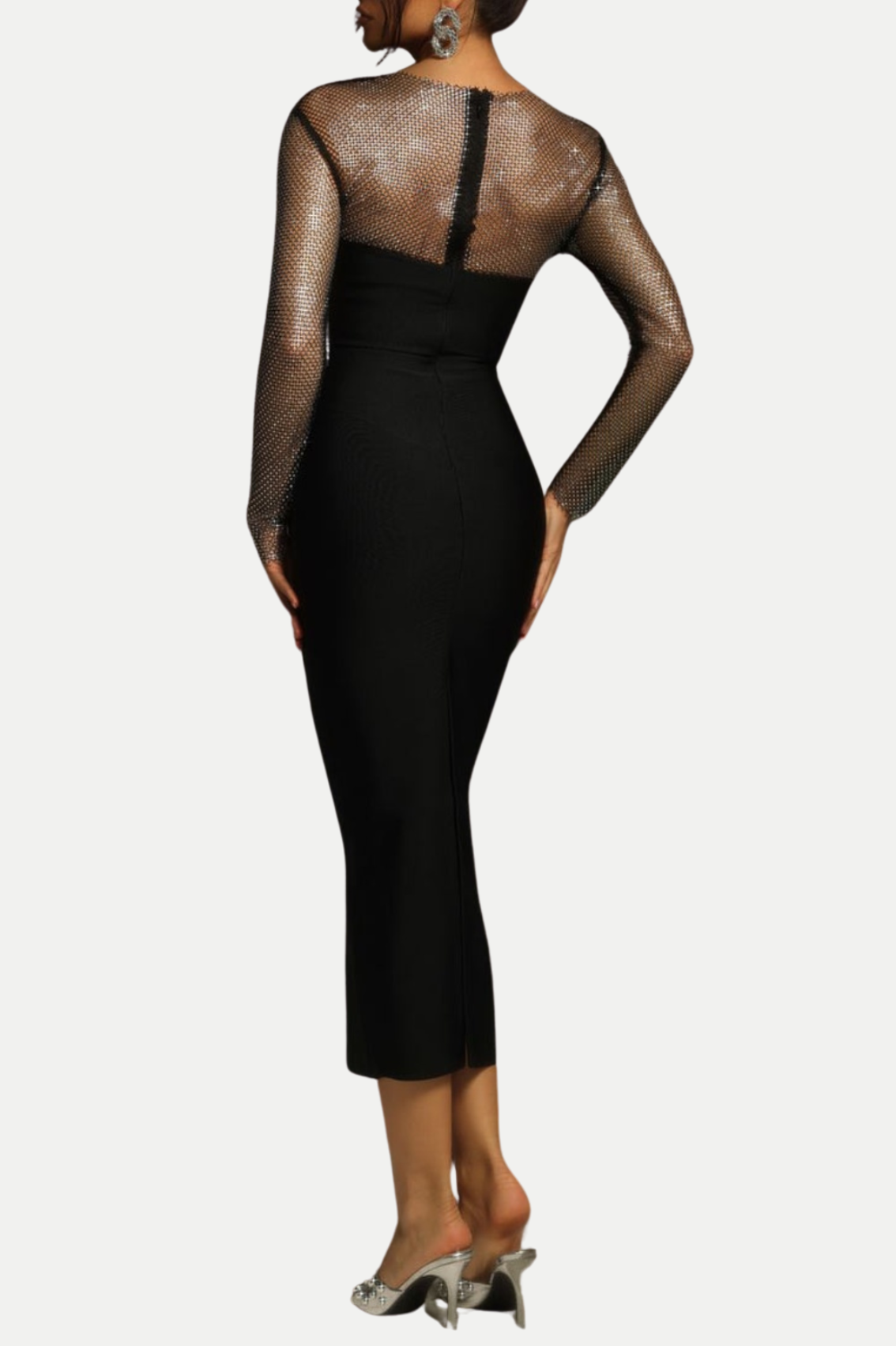 Mulato Crystal Mesh Midi Bandage Dress