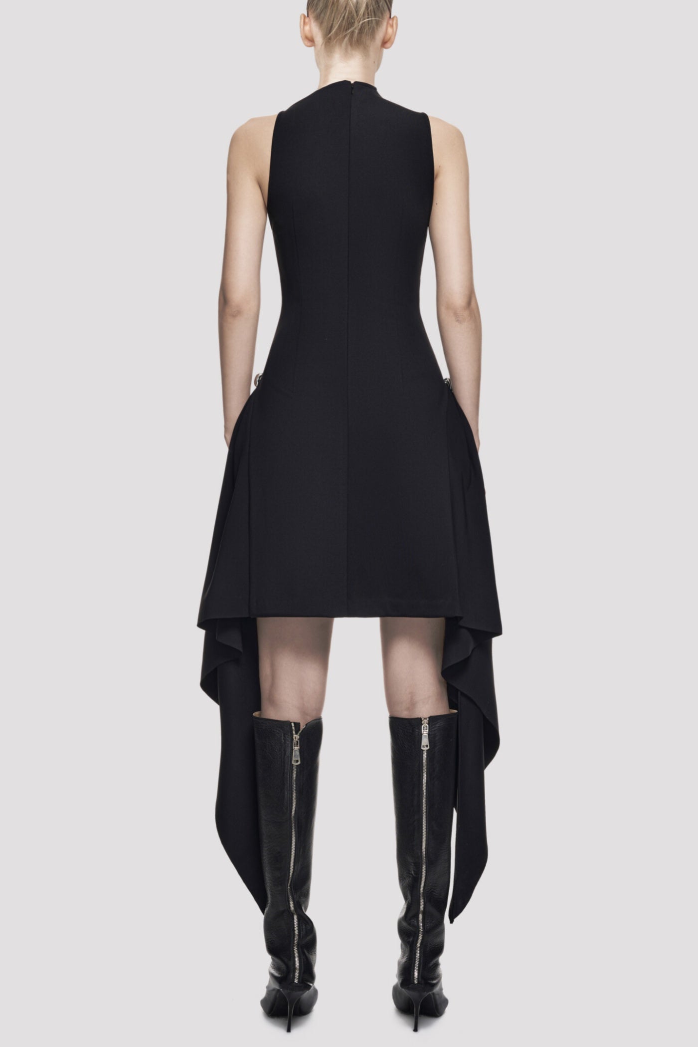 Oadao Symmetric Drapes Mini Dress - Black