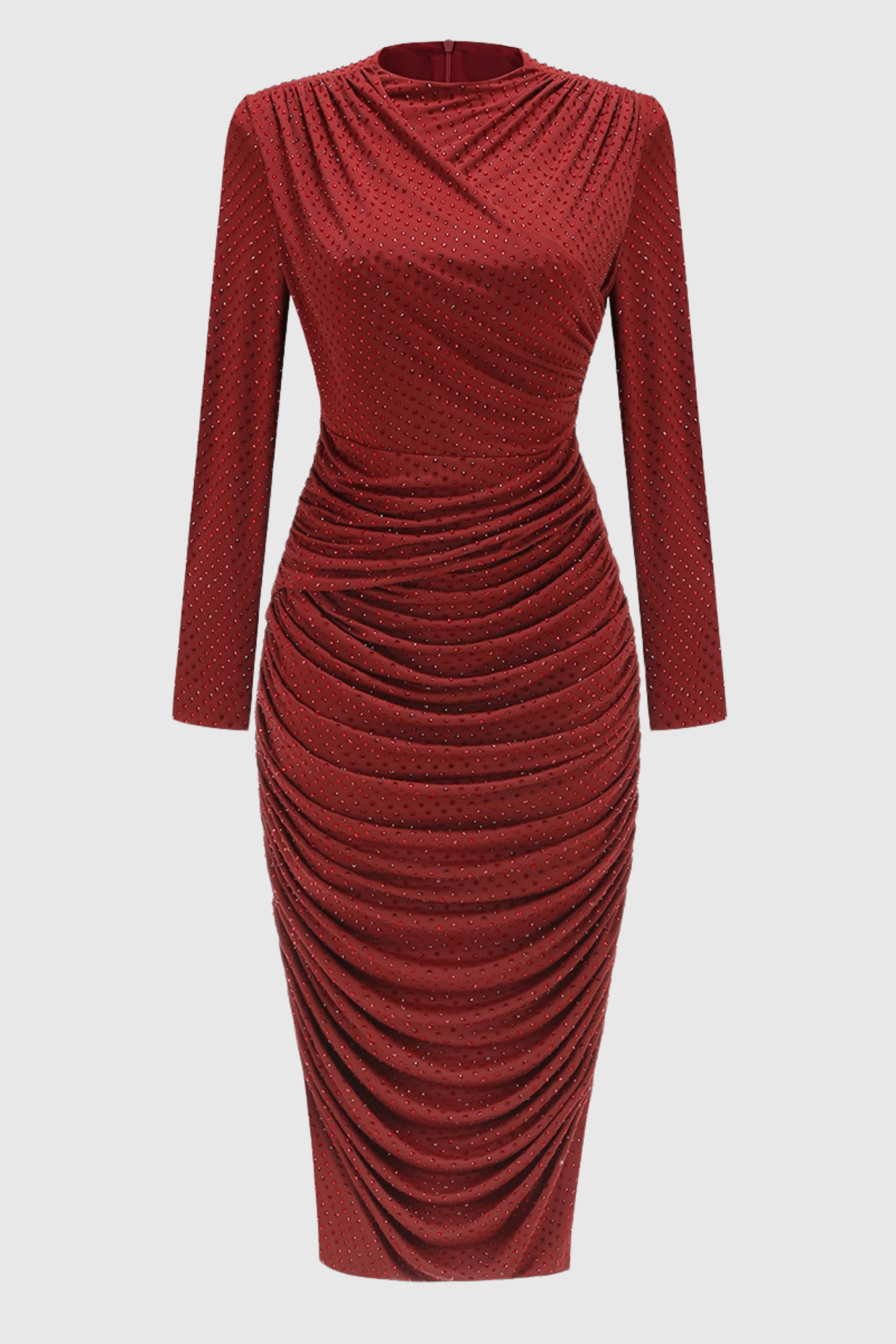 Pallavi Crystal Embellished Ruched Midi Dress