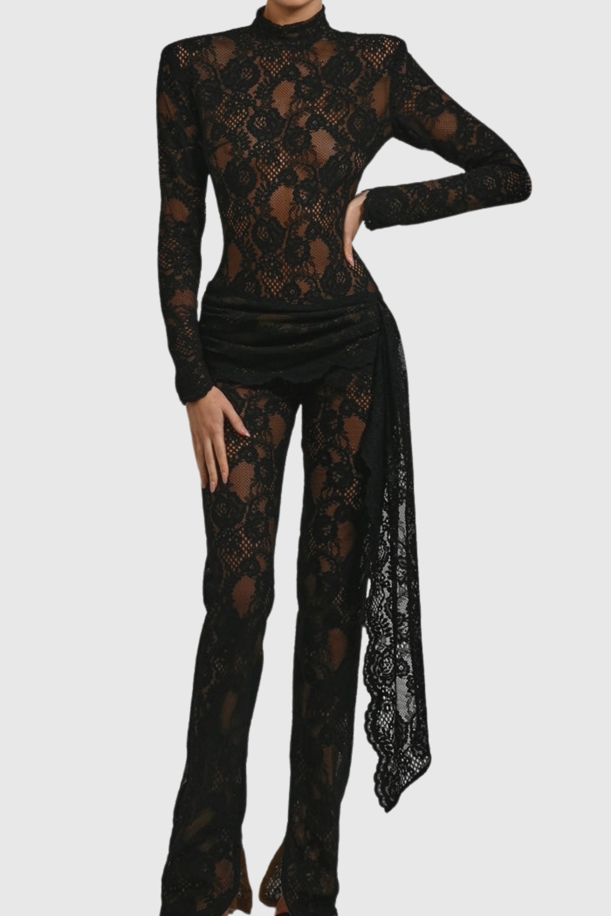 Quineis Lace Jumpsuit - Black