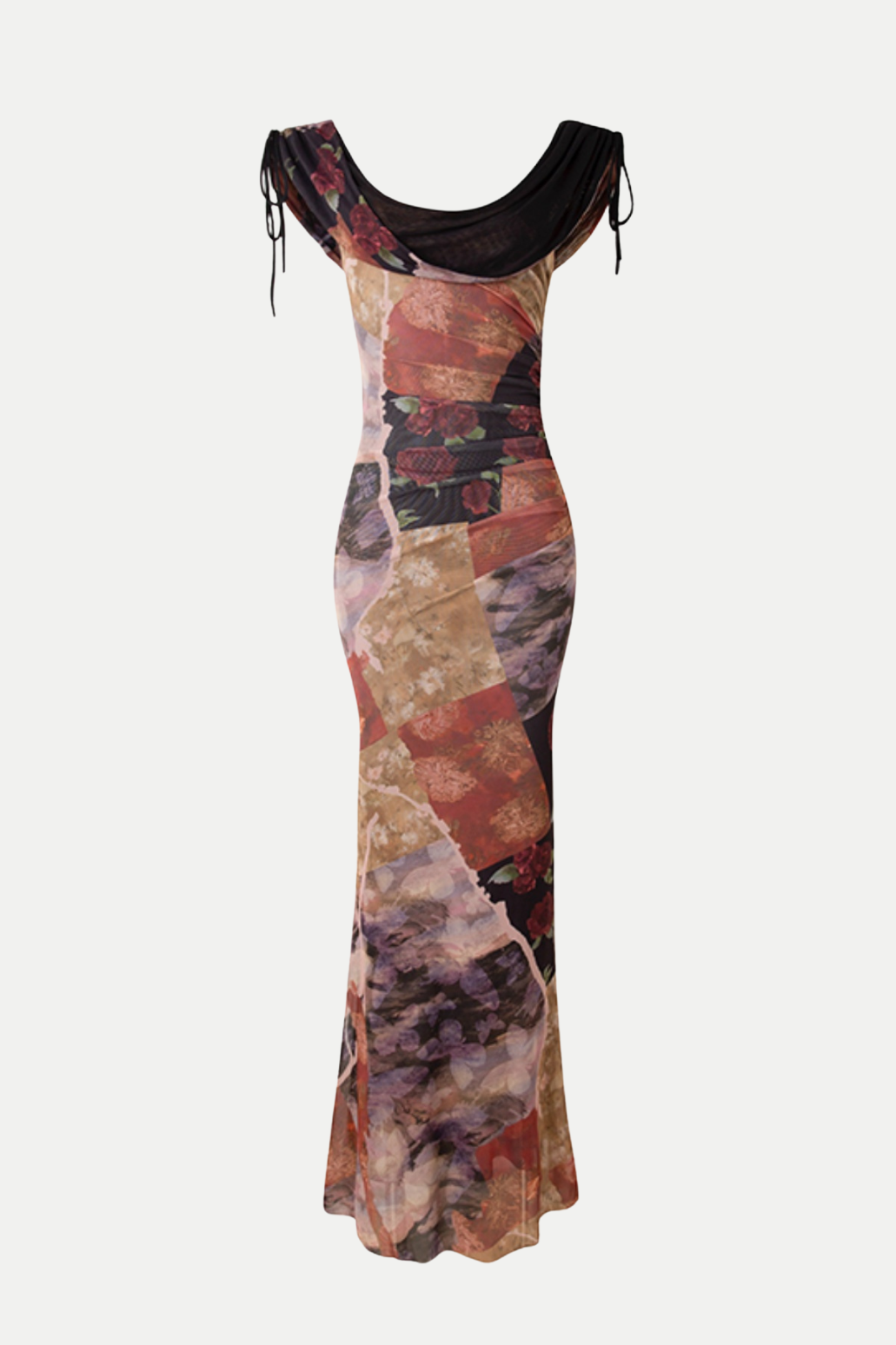 Rosala Print Mesh Off Shoulder Maxi Dress
