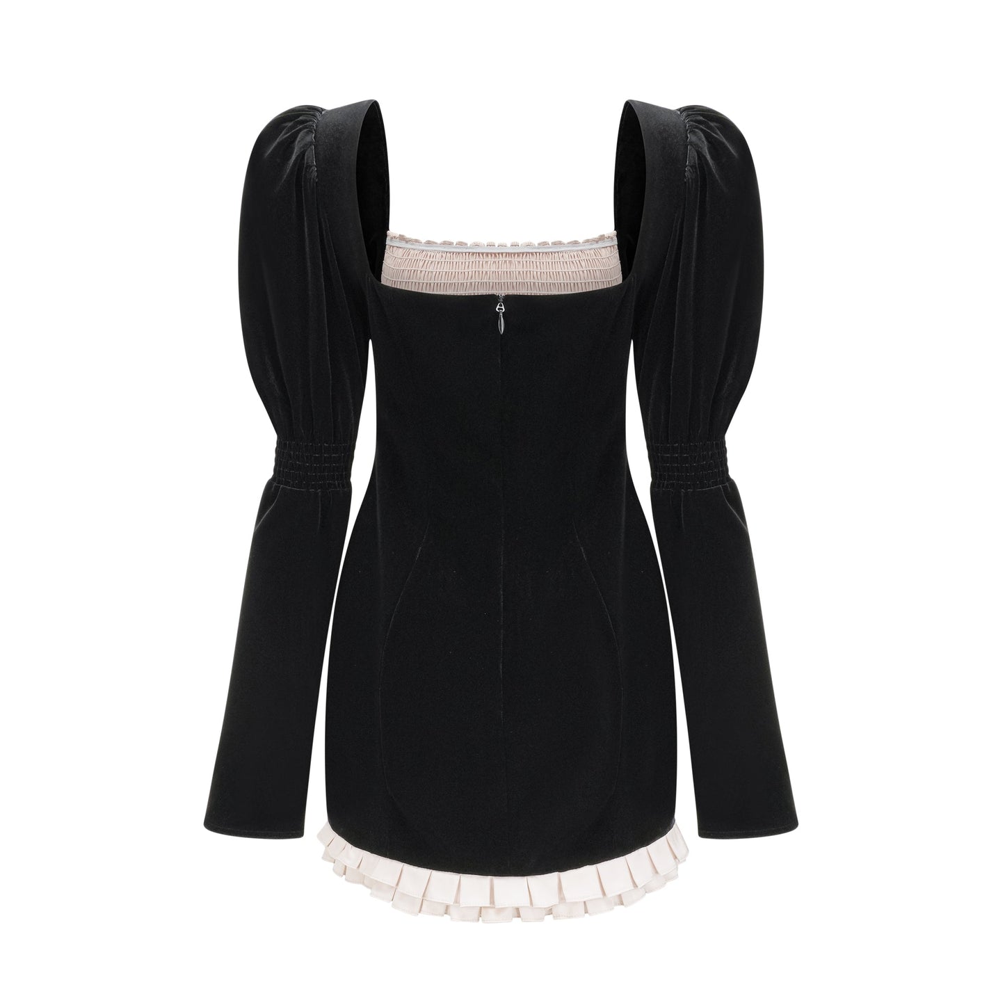 Coralie long-sleeved velvet mini dress