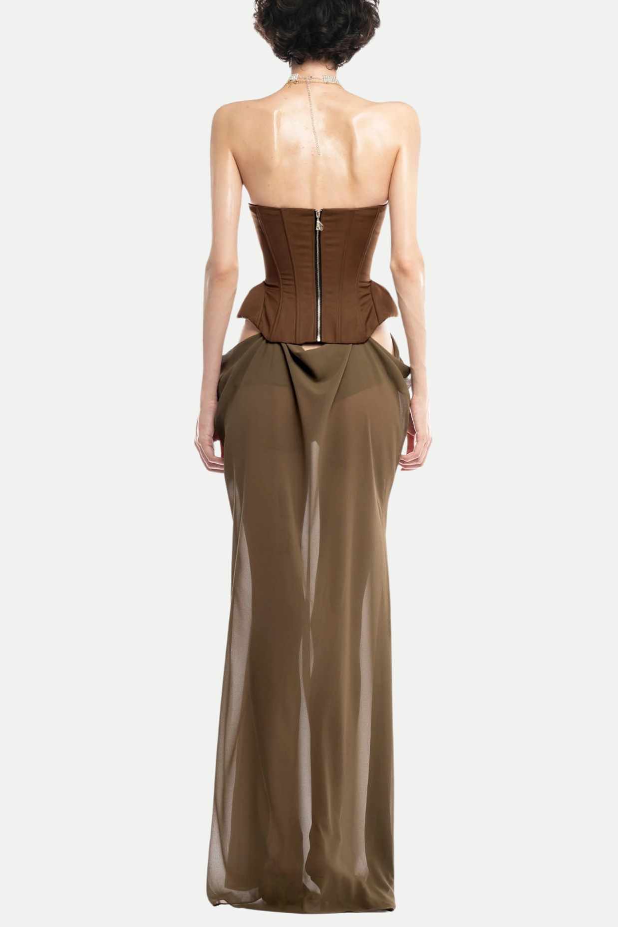 Saahira Butterfly Corset Mesh Maxi Dress