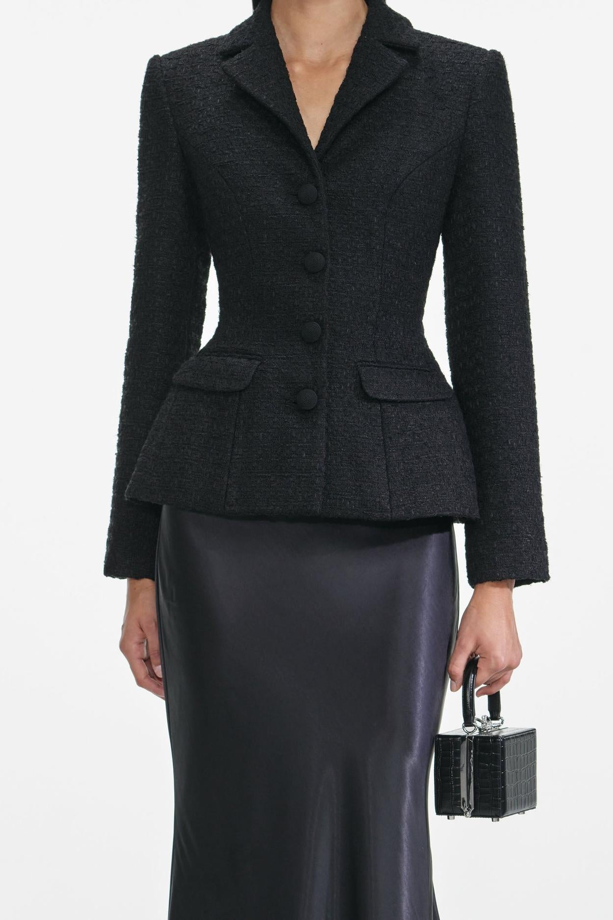 Samanta Tweed Jacket Satin Skirt Matching Set