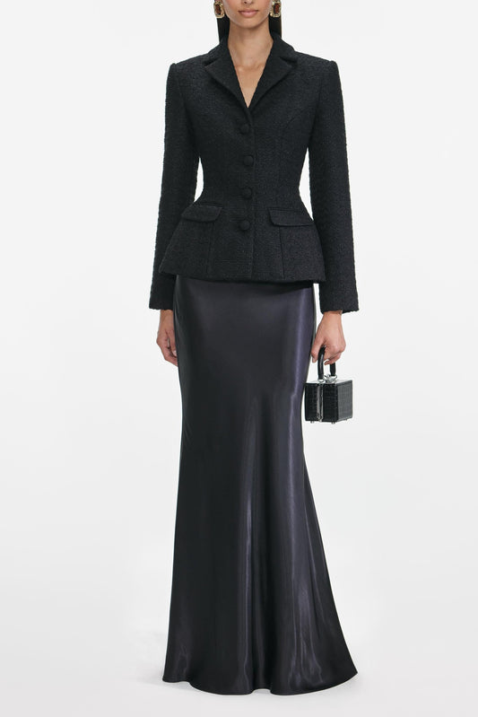 Samanta Tweed Jacket Satin Skirt Matching Set