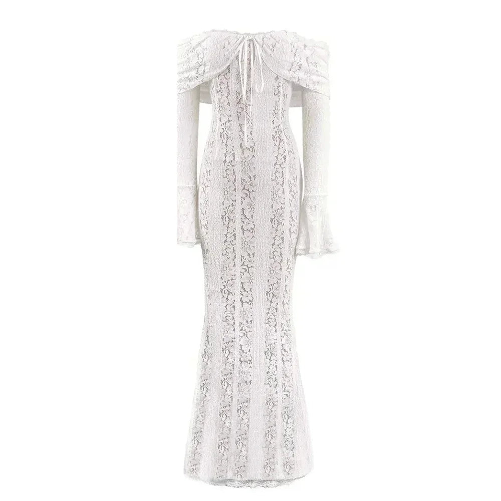 Suninheart White Off The Shoulder Autumn Bodycon Dress 2025