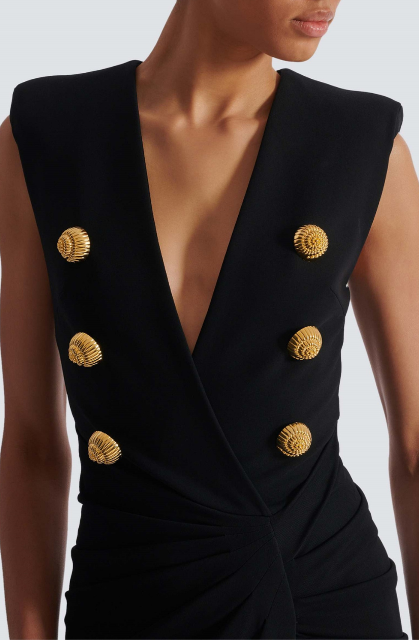 Sedzi Deep-V Sleeveless Ruched Slit Maxi Dress