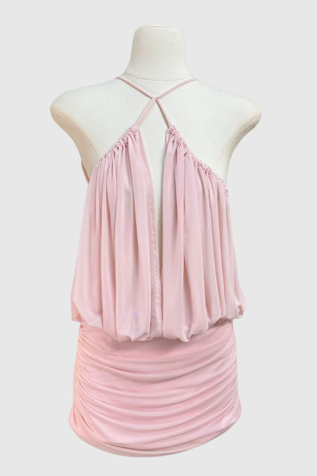 Sophrona Halter Ruched Mini Dress - Pink