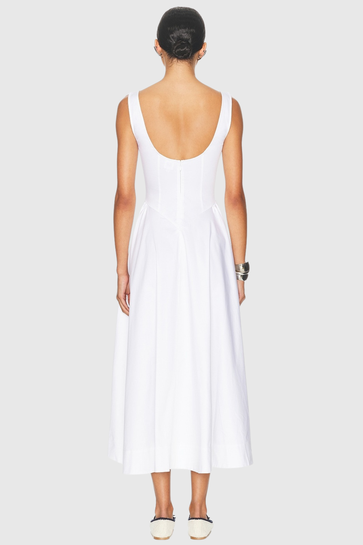 Tayna Ruched Backless Midi Dress - White