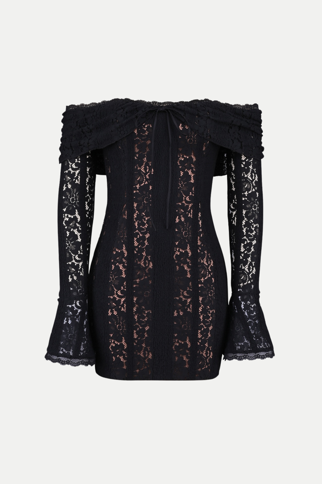 Tleta Lace Off Shoulder Mini Dress - Black