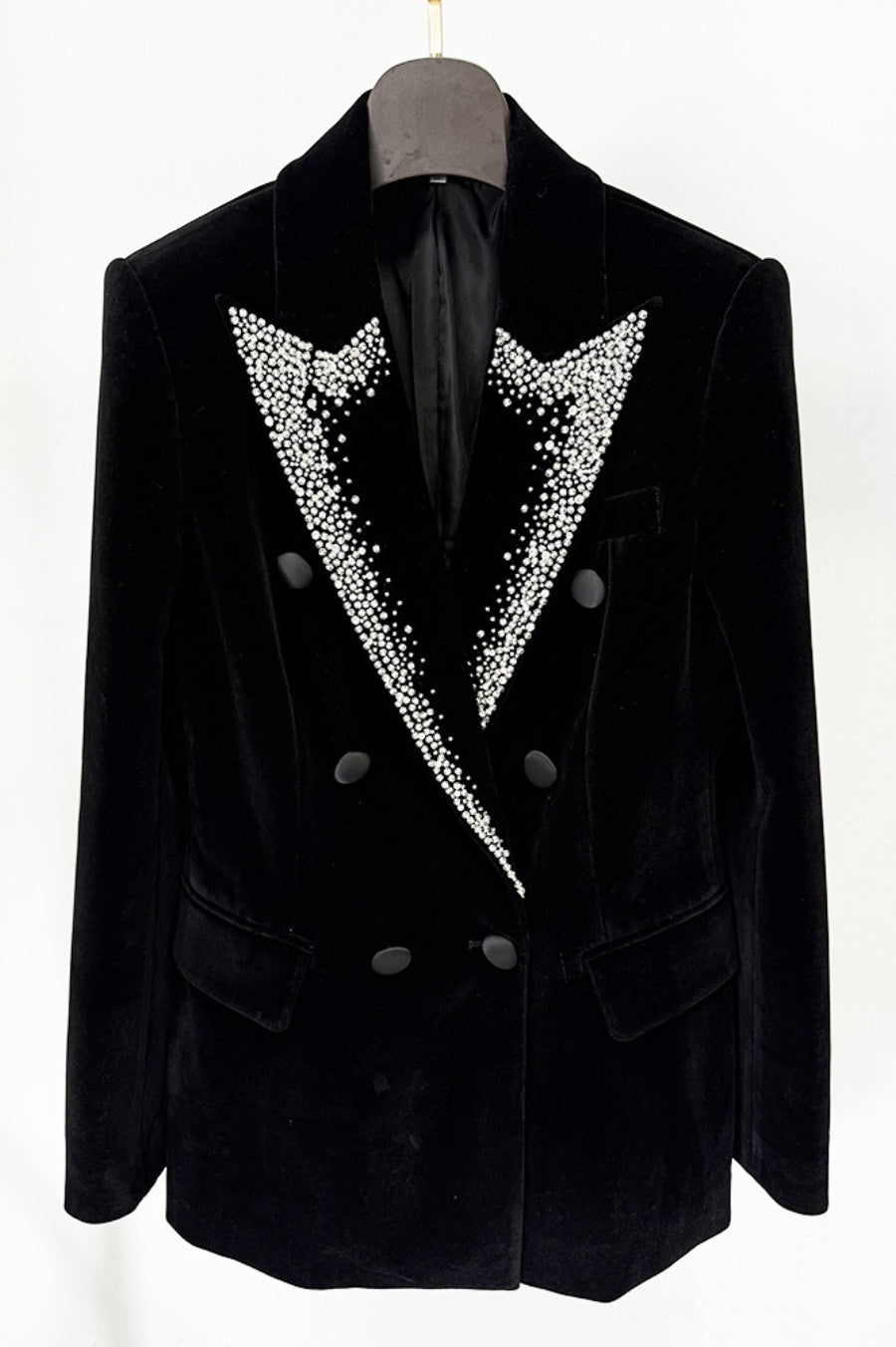 Trisha Velvet Crystal Embellished Blazer