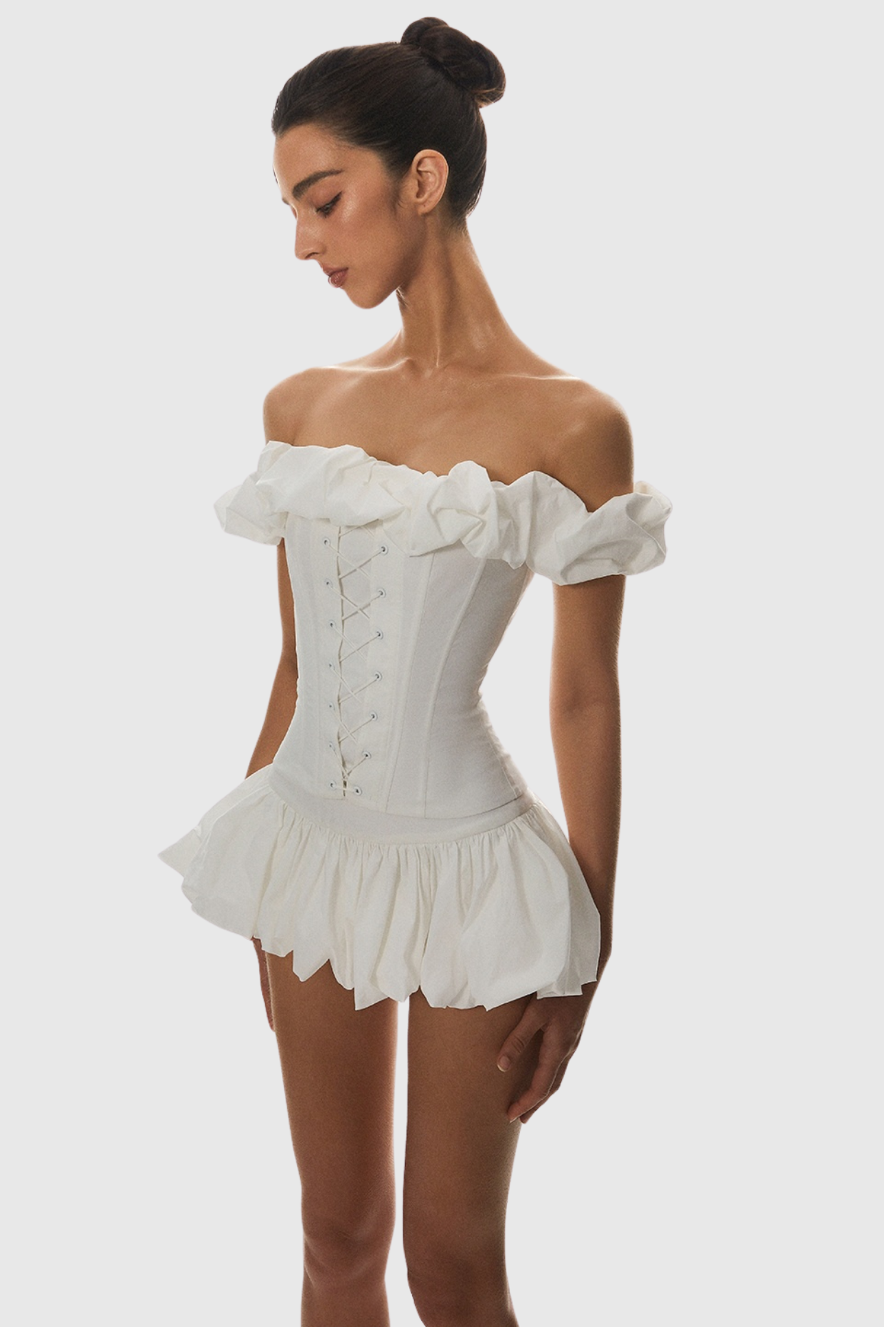 Tyora Puff Off Shoulder Lace Up Corset