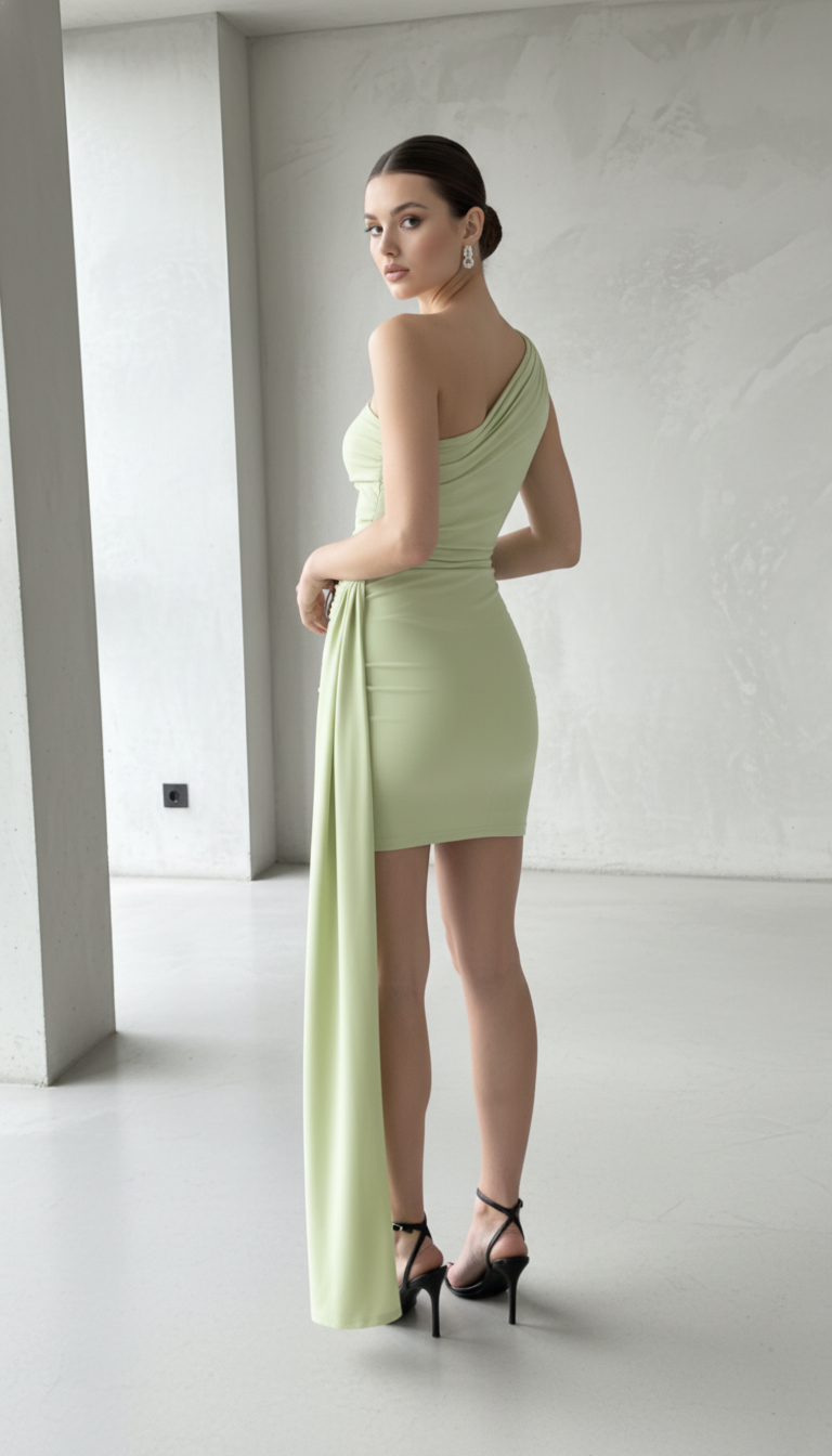 Maison Celie – One Shoulder Draped Mini Dress