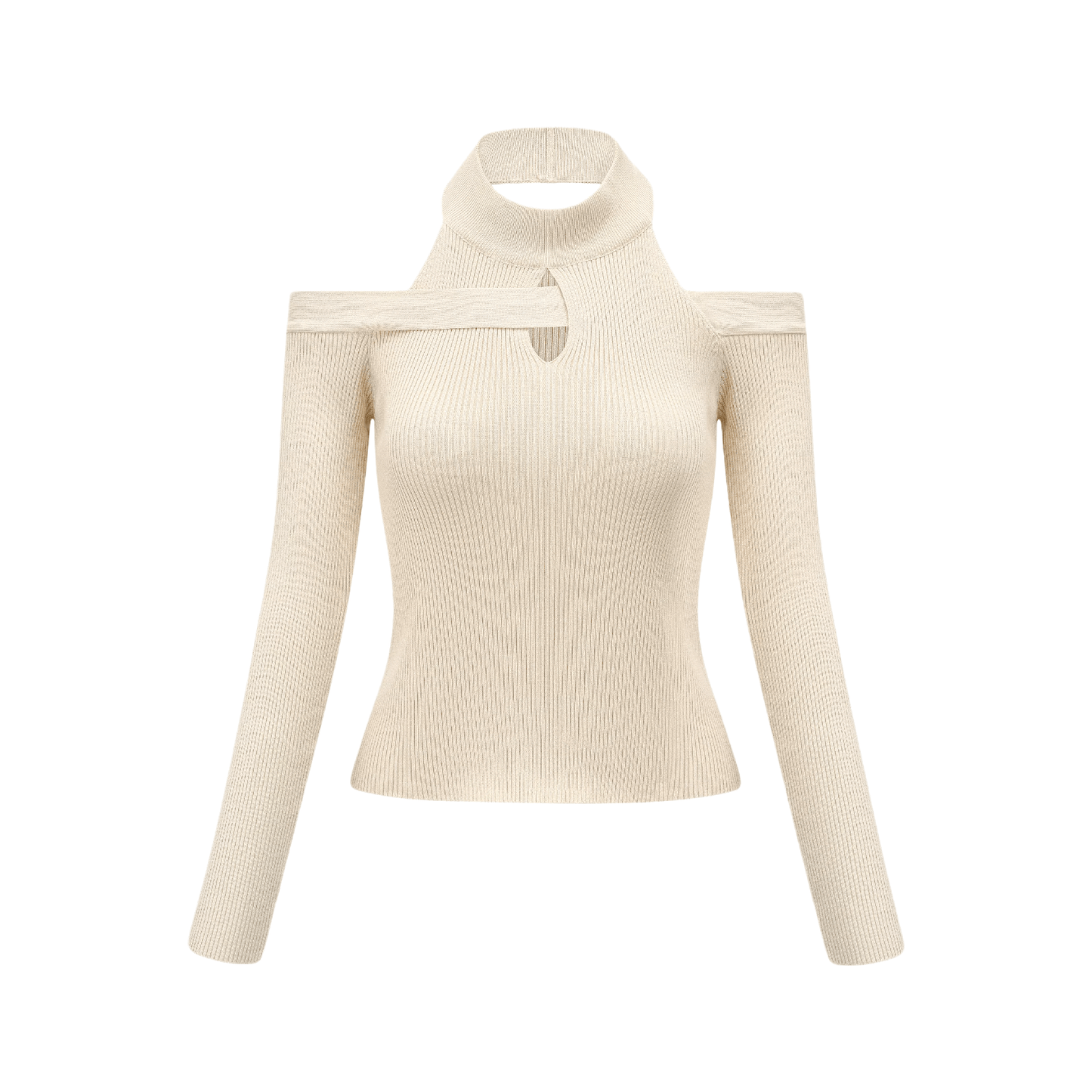 Aladdin-rollneck cut-out knitted top