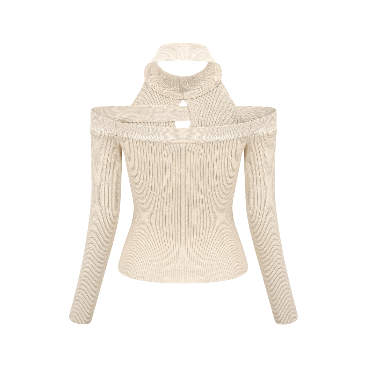 Aladdin-rollneck cut-out knitted top