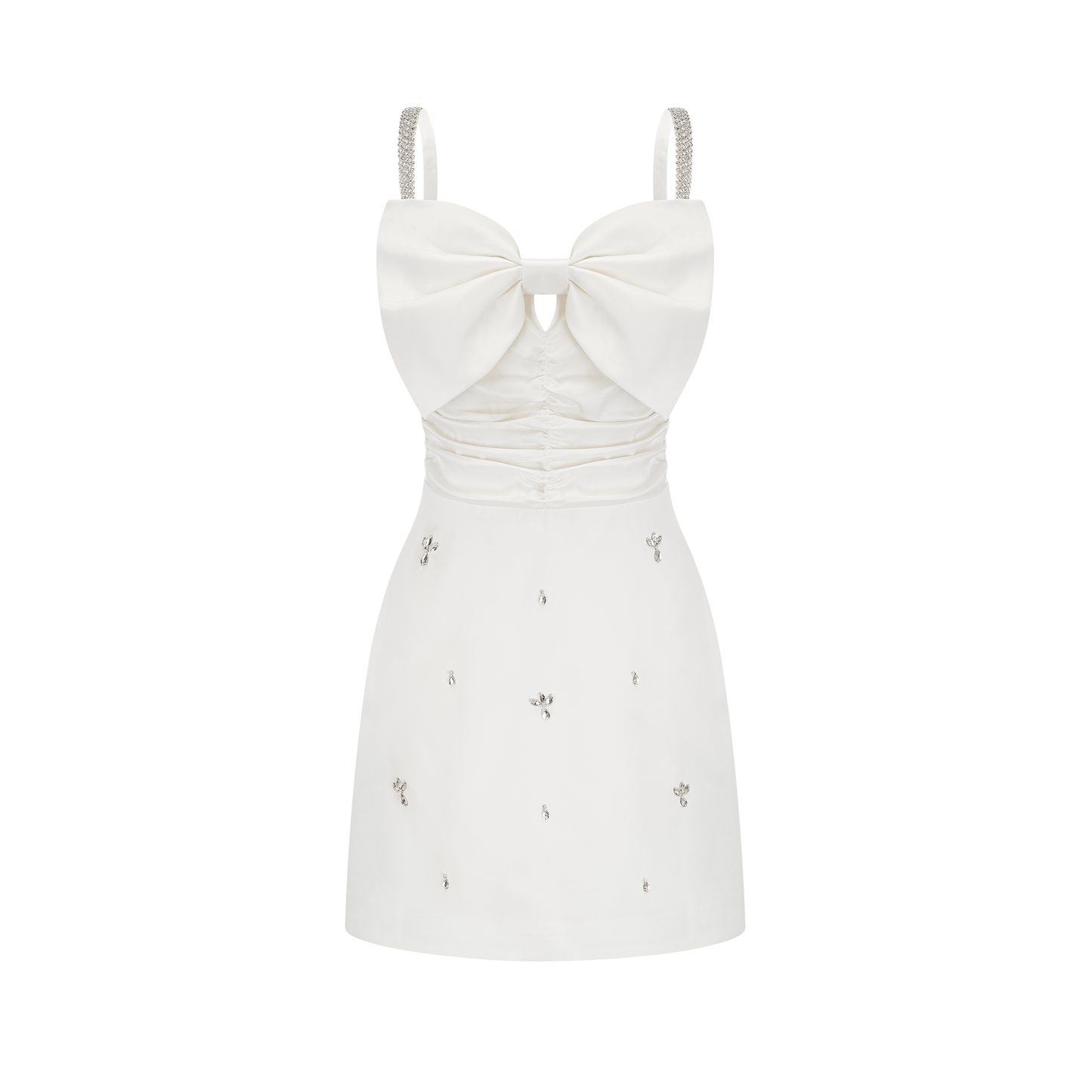 Anastasia white crystal-embellished mini dress