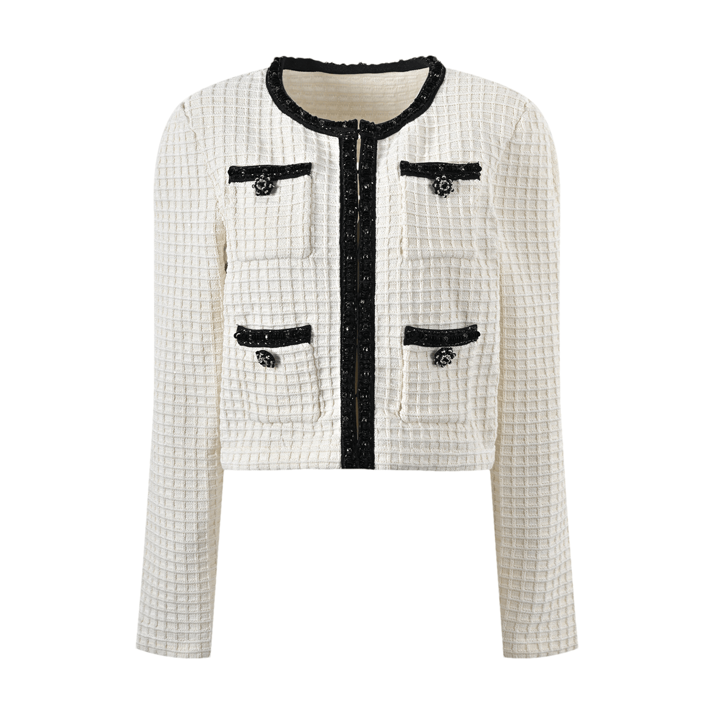 Audrey white waffle-knit jacket & skirt matching set