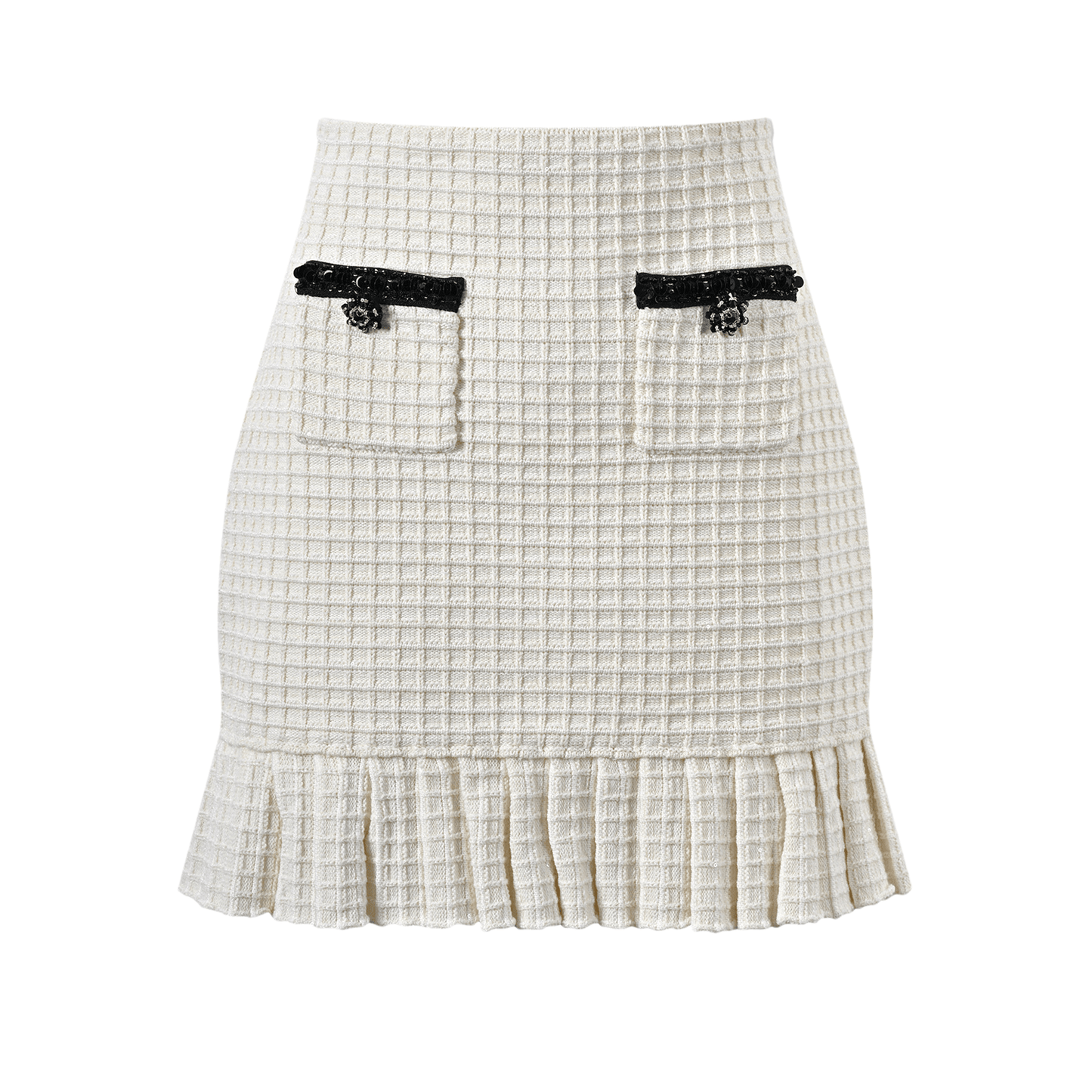 Audrey white waffle-knit jacket & skirt matching set