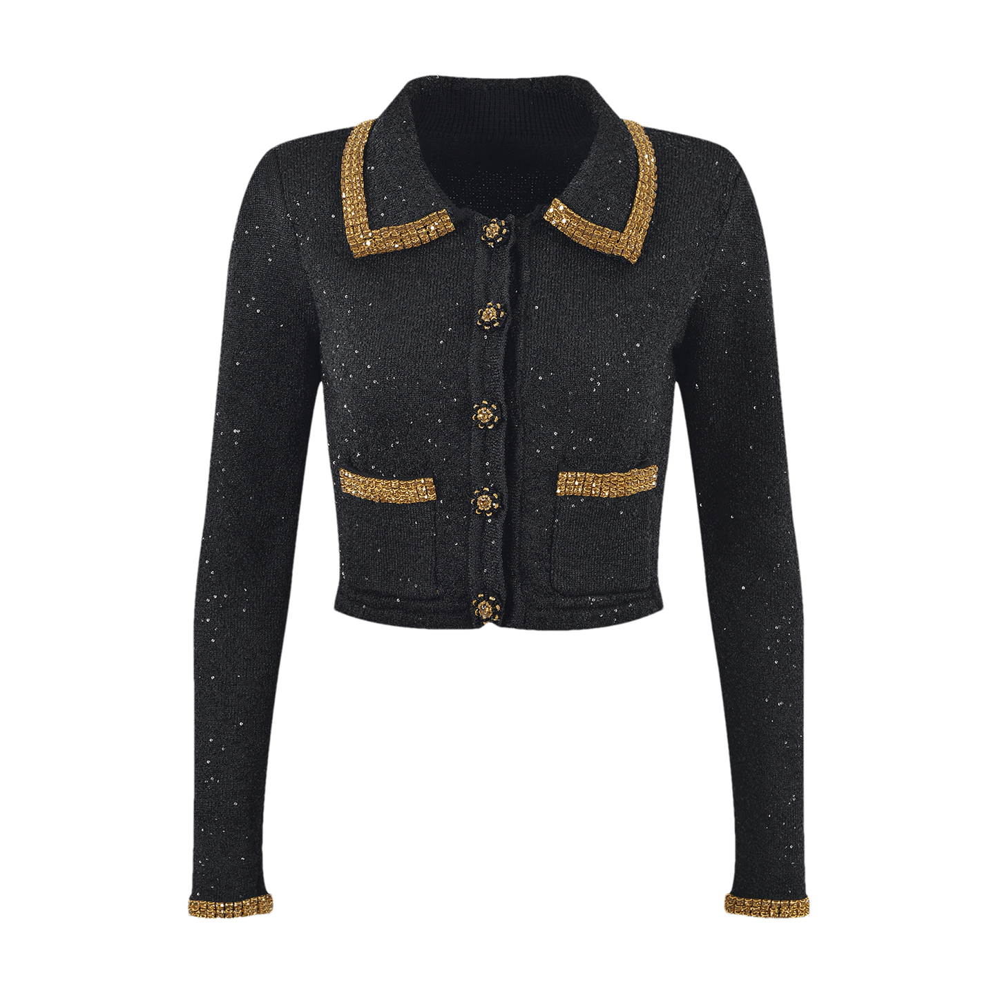 Blandine black sequin jacket & skirt matching set