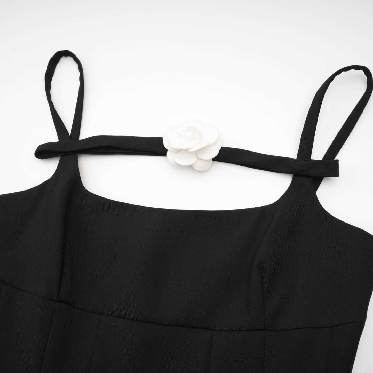 Camellia pleated black mini dress (US Only)