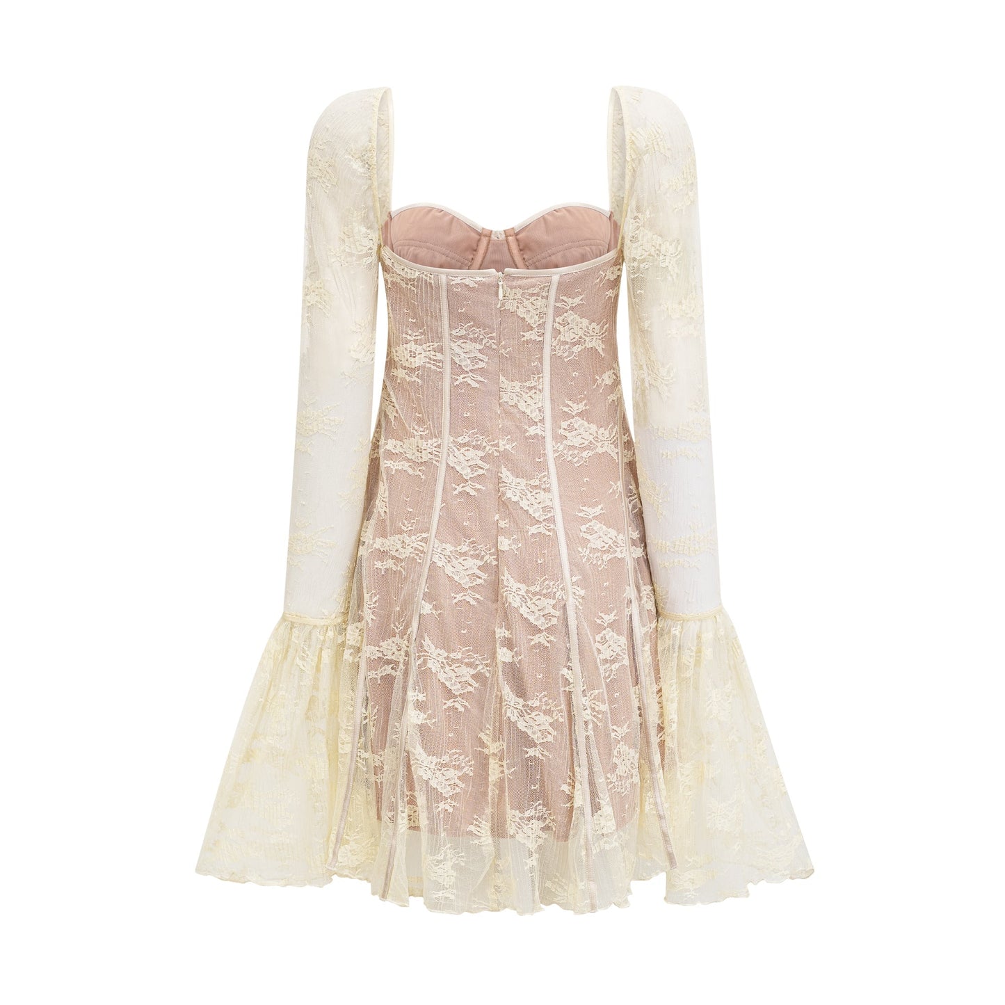 Cyrielle white flared-cuff long-sleeved dress (US Only)