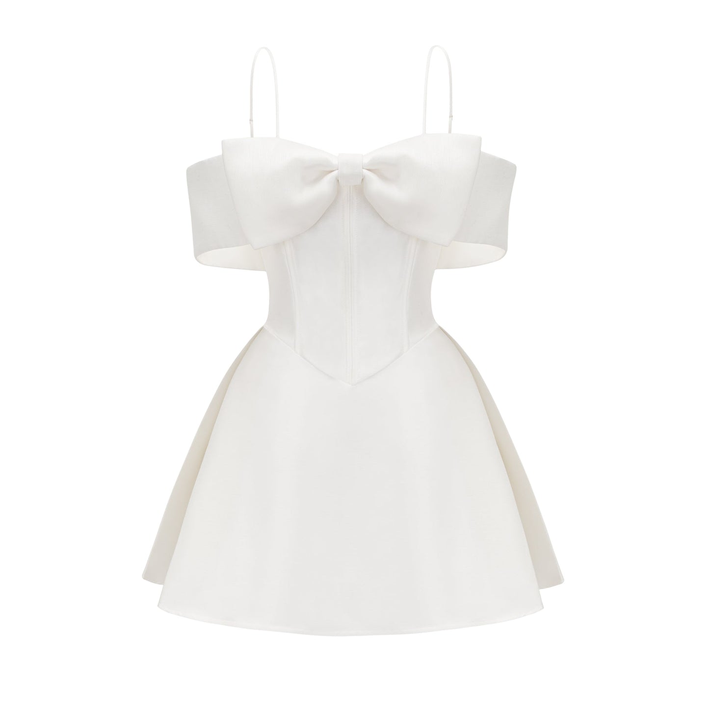 Elva white bowknot flared mini dress (US Only)