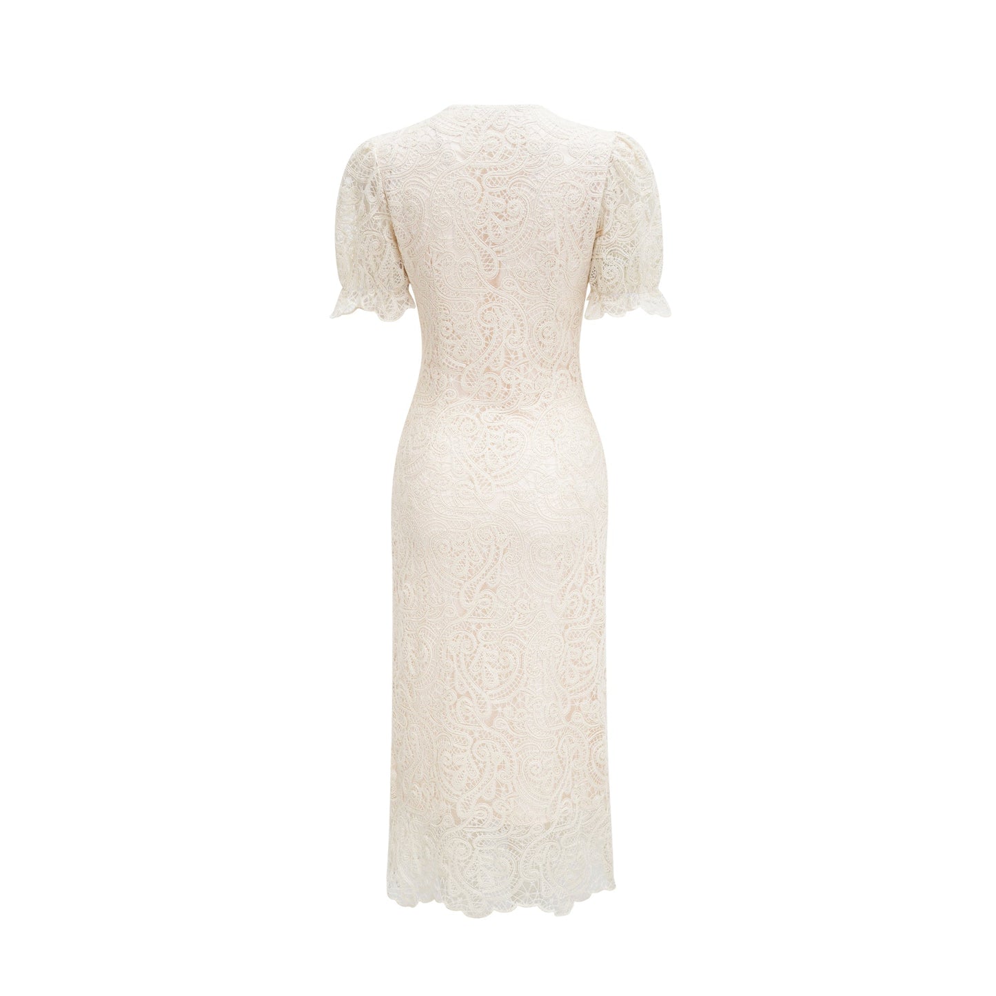 Galatea white lace short-sleeve v-neck dress (US Only)