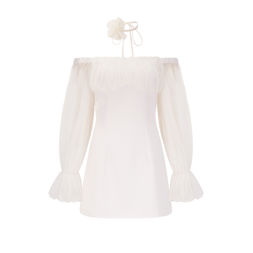 Genoveffa white flower strap mini dress