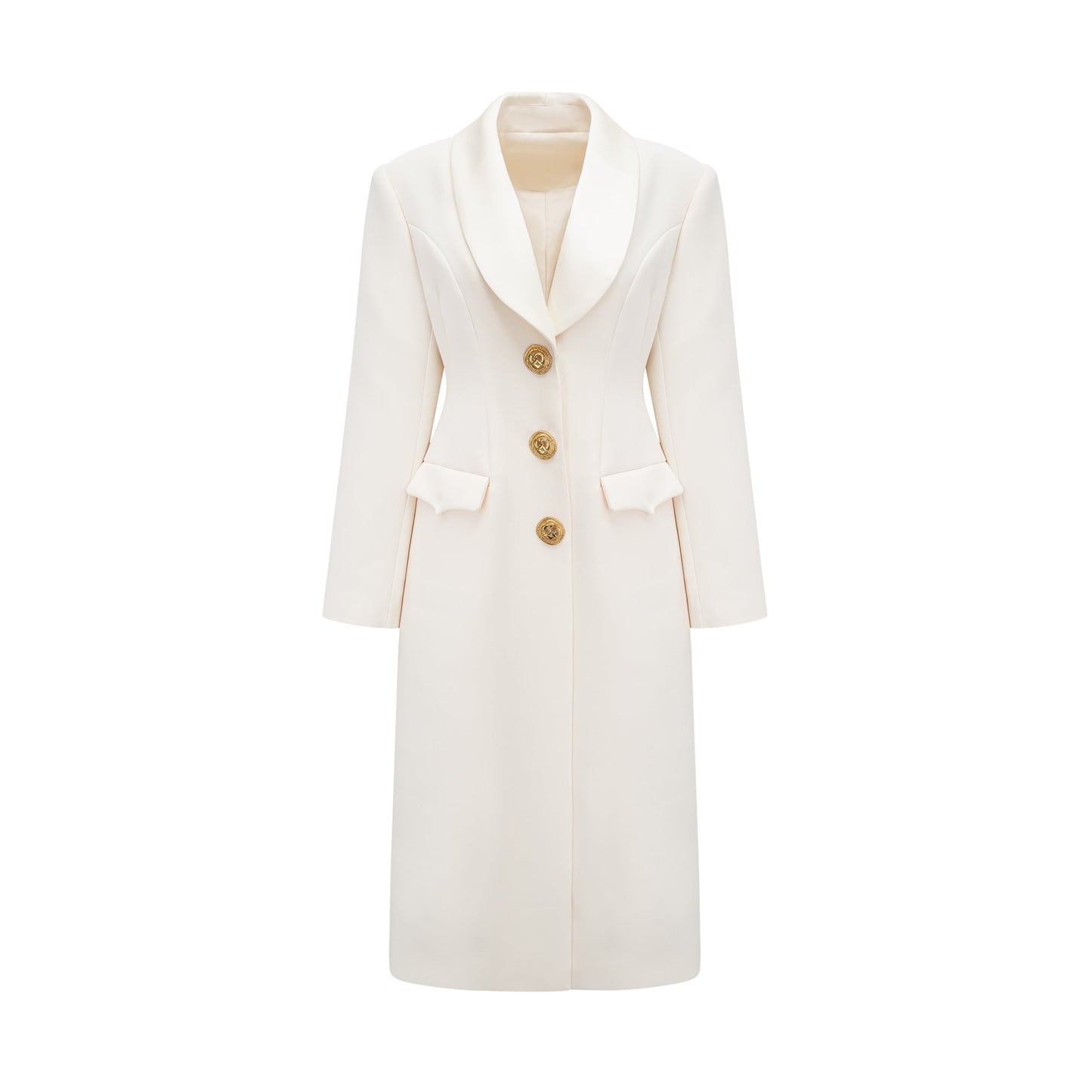 Illyria white single-breasted long coat