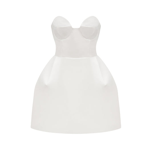 Laure white bustier off-shoulder mini dress