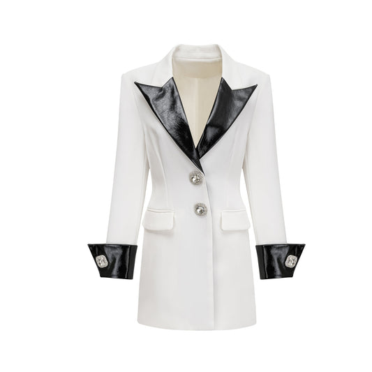 Louise crystal-button single-breasted coat