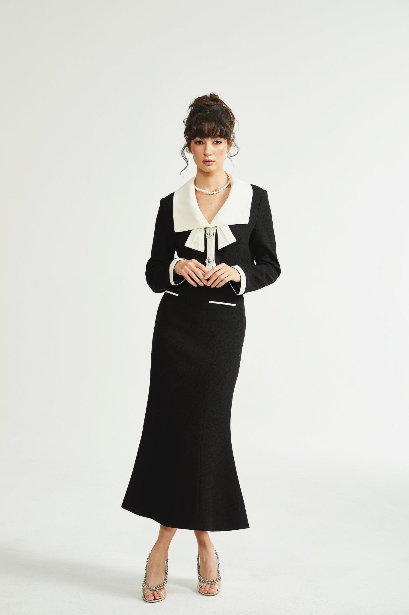 Odile black jacket & skirt matching set